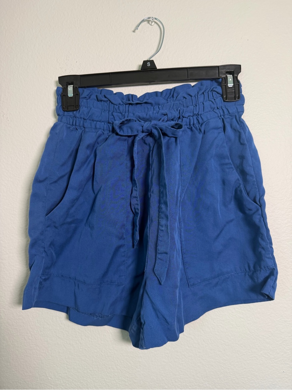 H&M Lyocell Royal Blue High-Waist Paperbag Shorts with Tie Size 2